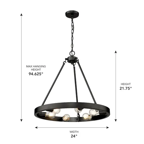 Golden Lighting Castile 6-Light Chandelier in Matte Black - Image 4