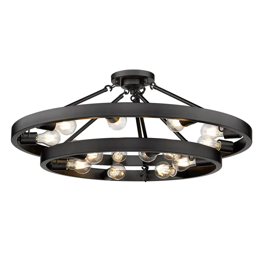 Golden Lighting Castile 15-Light Semi-Flush Mount in Matte Black - Image 3