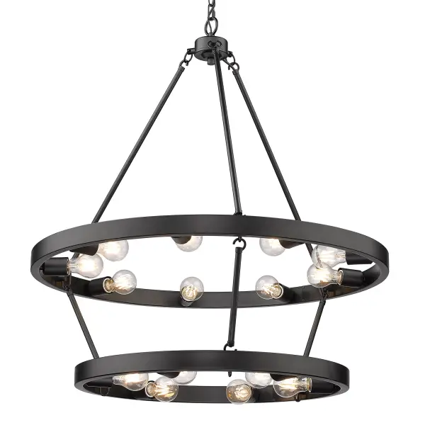 The Castile 15-light chandelier masterfully blends transitional elegance with industrial edge. Its distinctive wagon wheel silhouette features 15 modern glass globe lights arranged in a 9+6 configuration, creating dramatic illumination perfect for large dining rooms and grand entryways.
