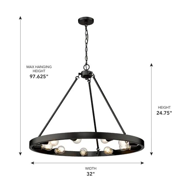 Golden Lighting Castile 9-Light Chandelier in Matte Black - Image 4