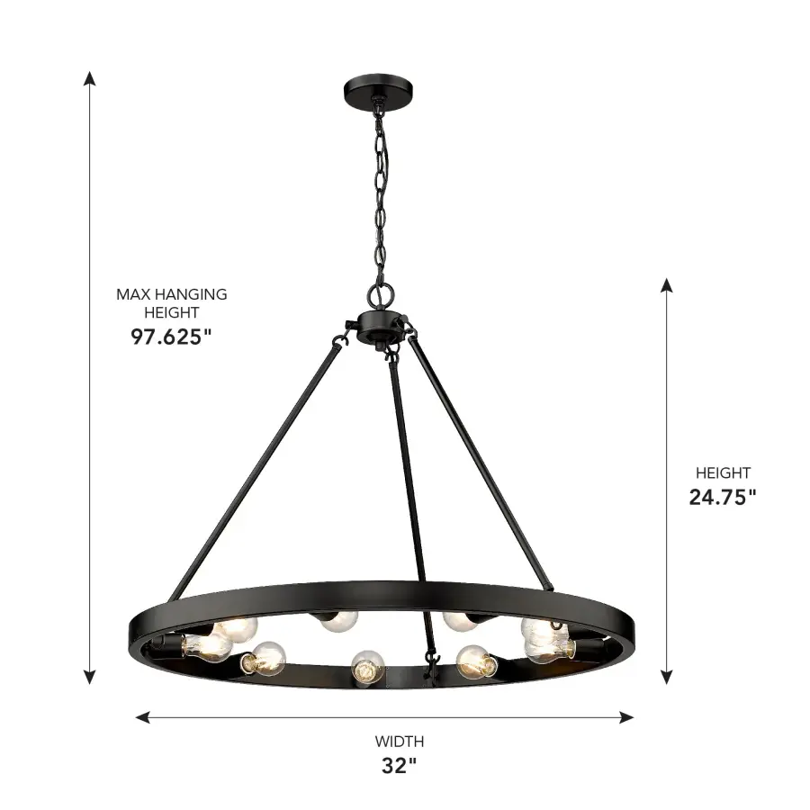 Golden Lighting Castile 9-Light Chandelier in Matte Black - Image 4