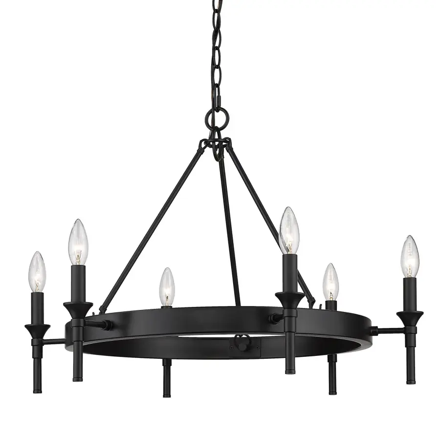 Edinburgh Six Light Chandelier in Matte Black - Image 1
