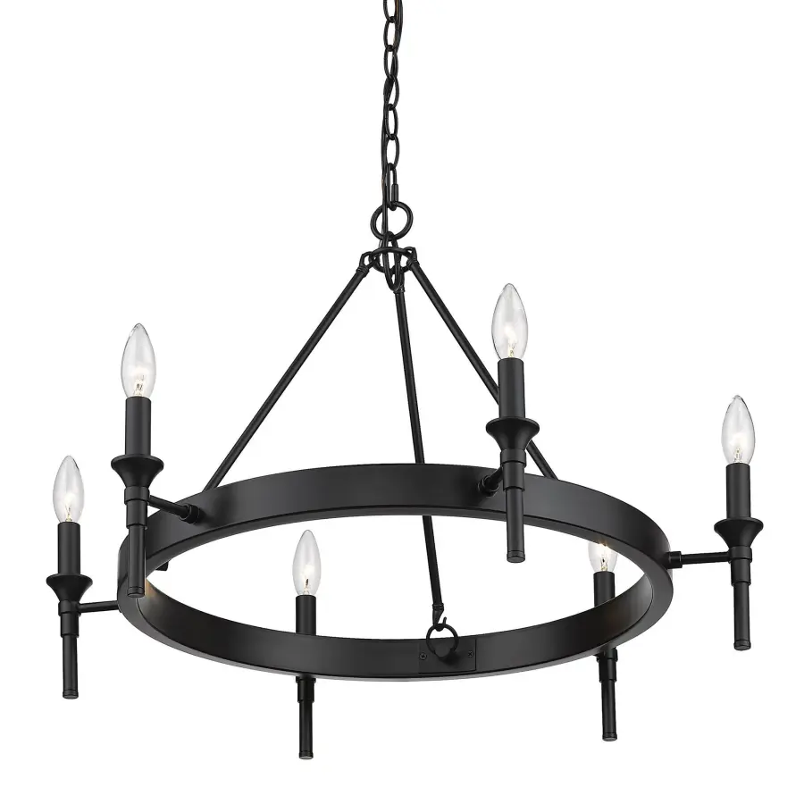 Edinburgh Six Light Chandelier in Matte Black - Image 3