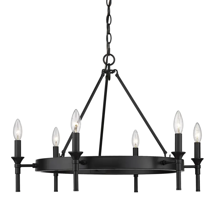 Edinburgh Six Light Chandelier in Matte Black - Image 4