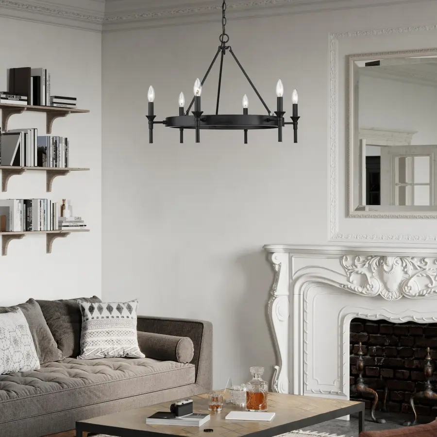 Edinburgh Six Light Chandelier in Matte Black - Image 5