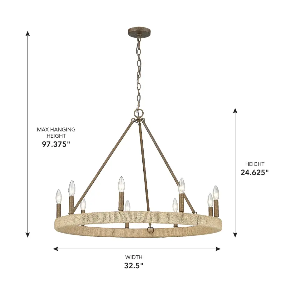 Yates 9-Light Chandelier in Burnished Chestnut - Image 7