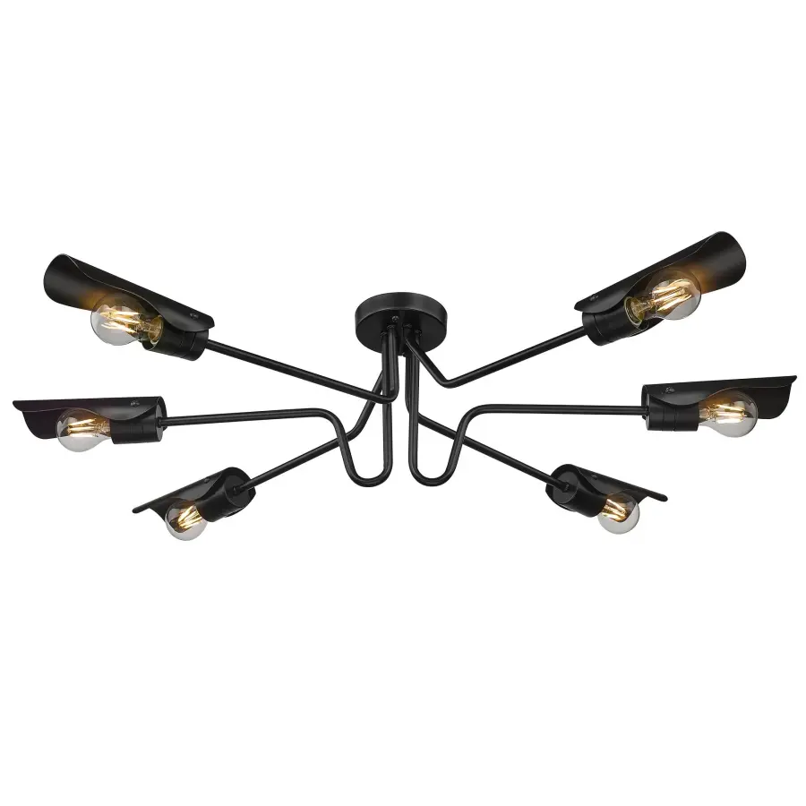 Newton 6-Light Semi-Flush Mount in Matte Black - Image 1