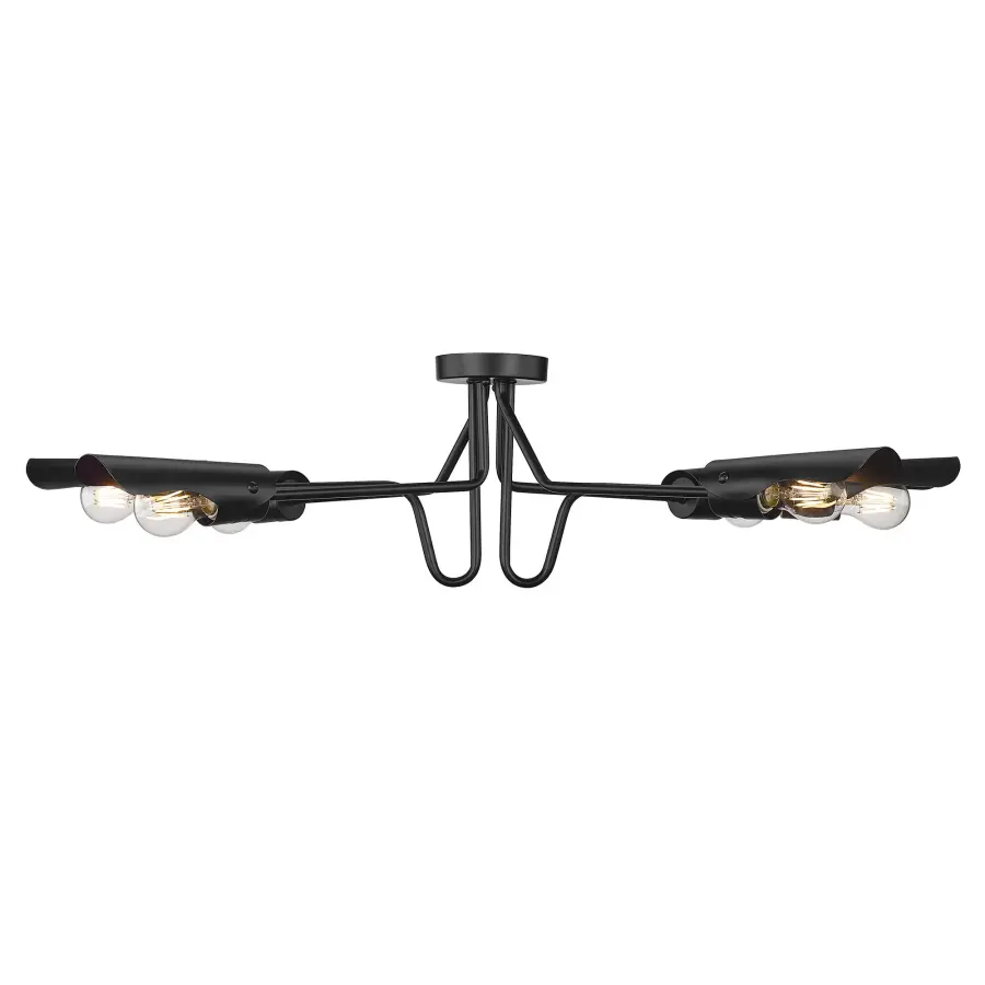 Newton 6-Light Semi-Flush Mount in Matte Black - Image 2