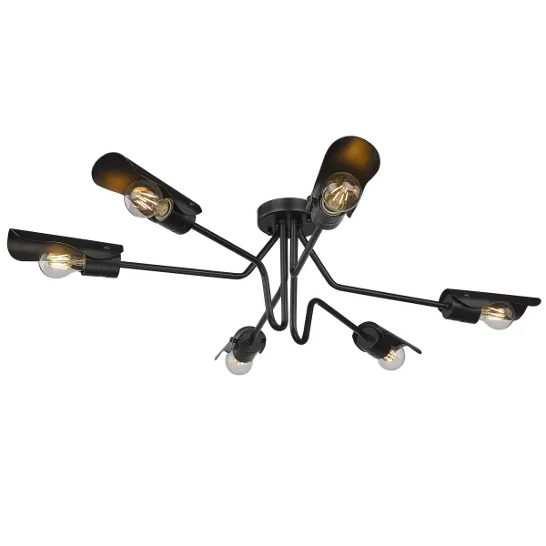 Newton 6-Light Semi-Flush Mount in Matte Black - Image 3