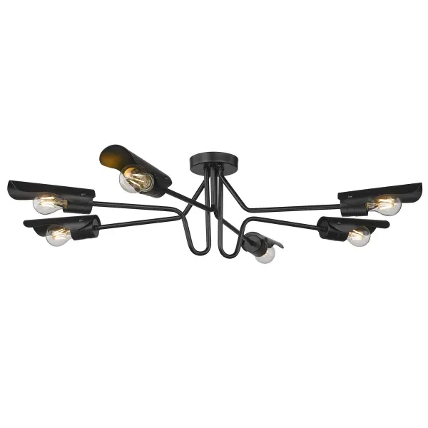 Newton 6-Light Semi-Flush Mount in Matte Black - Image 4