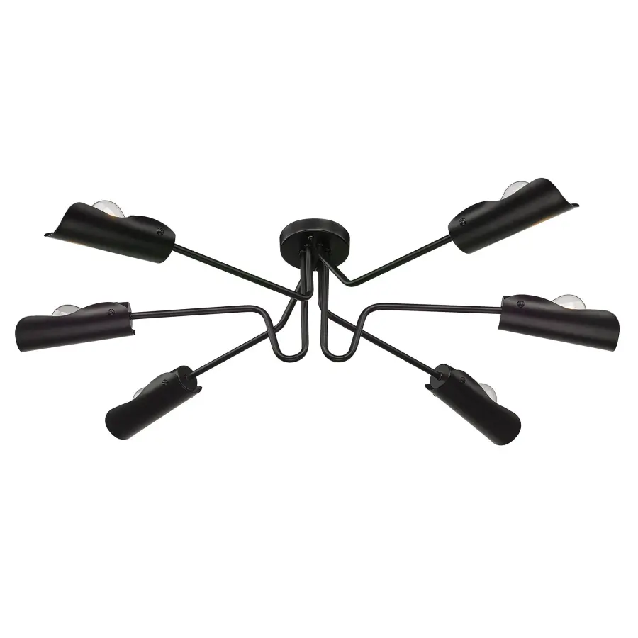 Newton 6-Light Semi-Flush Mount in Matte Black - Image 5