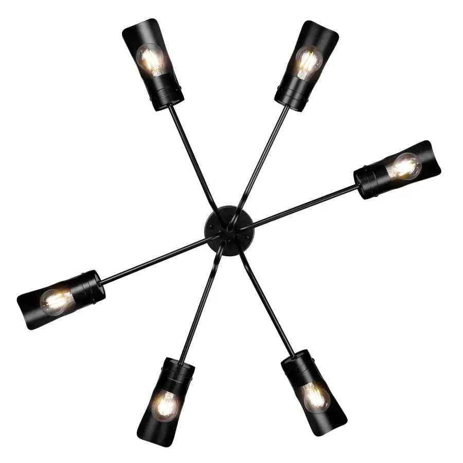 Newton 6-Light Semi-Flush Mount in Matte Black - Image 6