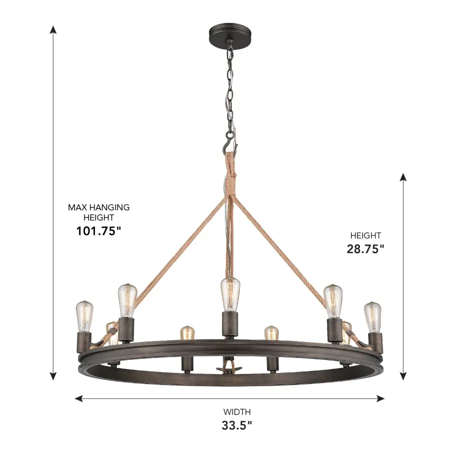 Chatham 9-Light Chandelier in Gunmetal Bronze - Image 4