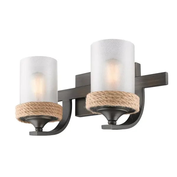Bring coastal elegance into your home with the Wry Lighting Chatham 3-light Vanity in Gunmetal Bronze. Featuring a glass shade and a chic gunmetal bronze frame, it creates a captivating atmosphere. The clear sandblasted glass shade provides a lovely frosty white appearance, diffusing light to create a calming ambiance. The rich gunmetal bronze finish blends the warmth of bronze with cool gray overtones for a textural depth that enriches your decor. It is damp location rated, making it suitable for bathrooms and covered porches. Requires 3 E26 Medium base bulbs (not included), max wattage 100 per bulb. Dimensions are 22.75"W x 7.75"H x 7.88"D, combining style and functionality. This lighting fixture is the perfect touch for your coastal-themed space.