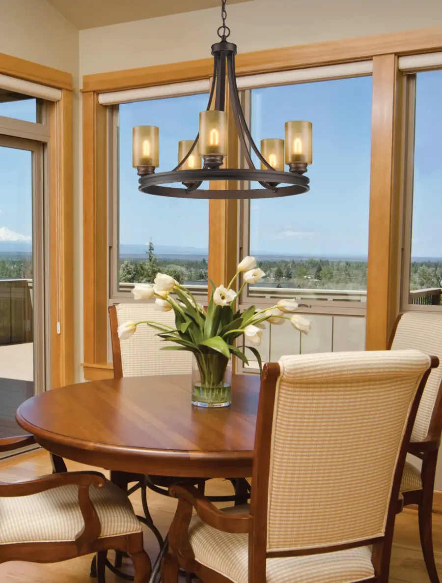 Elegant Transitional Chandelier with Warm Amber Glow - Image 2