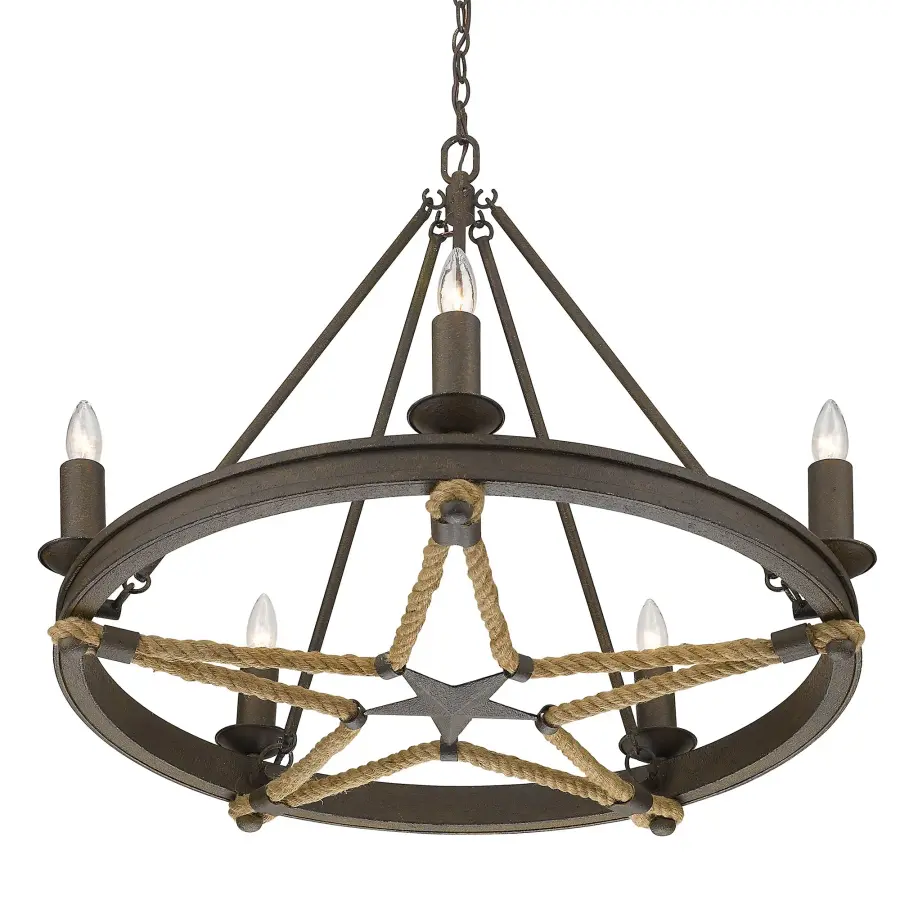 Stokes Five Light Chandelier in Dark Rust - Image 1
