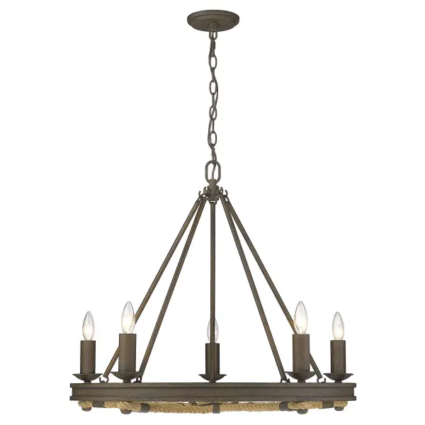 Stokes Five Light Chandelier in Dark Rust - Image 3