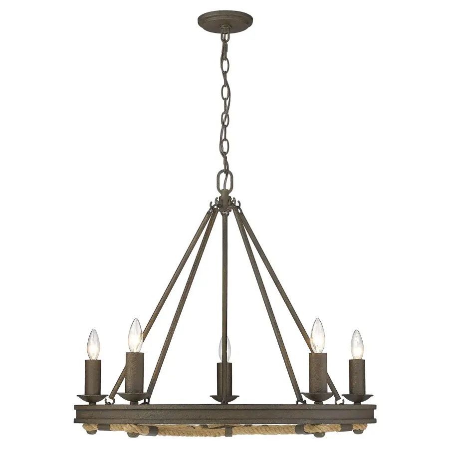 Stokes Five Light Chandelier in Dark Rust - Image 3