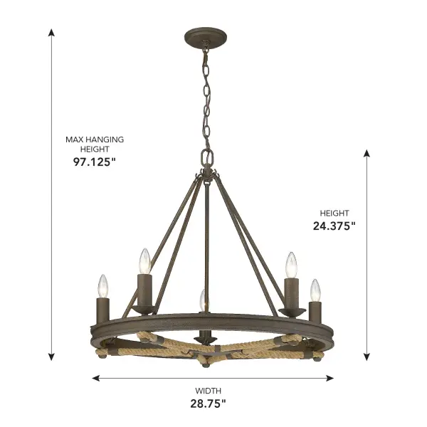 Stokes Five Light Chandelier in Dark Rust - Image 6