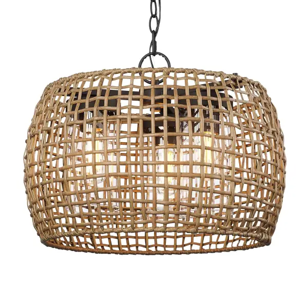 The Piper 3-Light Outdoor Pendant combines natural wicker warmth with a wet-rated design, perfect for covered and uncovered outdoor spaces. Its convertible mounting and boho aesthetic make it versatile for patios, porches, and entryways.