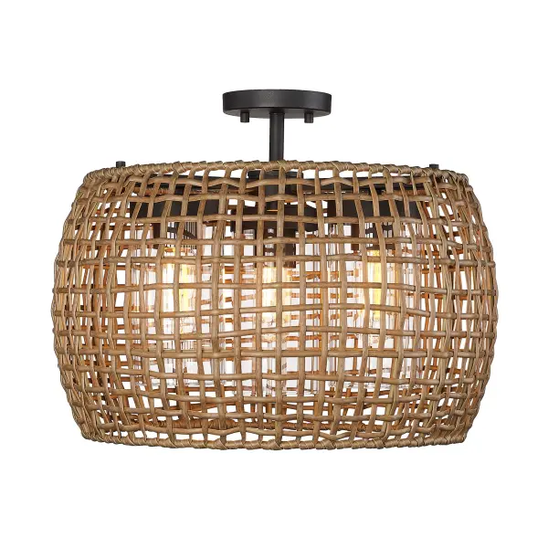 Golden Lighting Piper 3-Light Outdoor Ceiling Light in Natural Black - Image 1