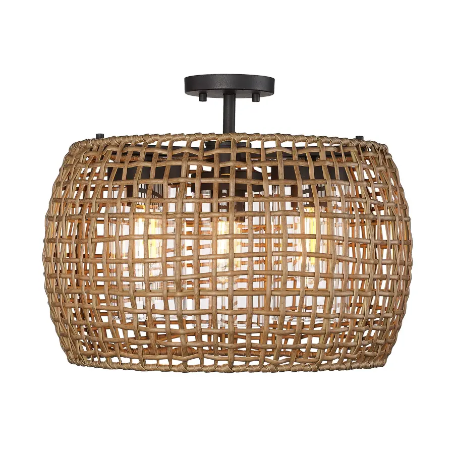 Golden Lighting Piper 3-Light Outdoor Ceiling Light in Natural Black - Image 1