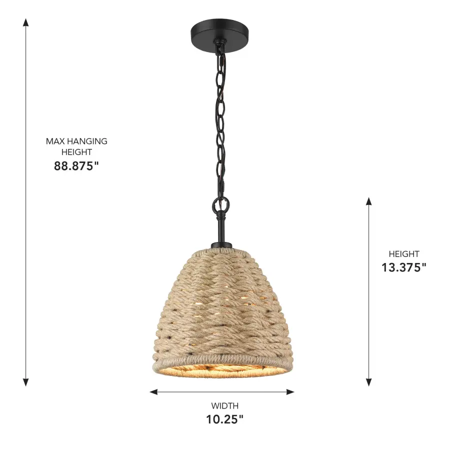 Golden Lighting Hathaway 1-Light Pendant in Matte Black - Image 5