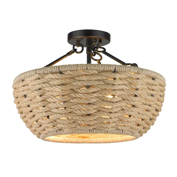 Golden Lighting Hathaway 3-Light Semi-Flush Mount in Matte Black - Image 1