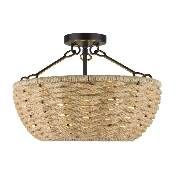 Golden Lighting Hathaway 3-Light Semi-Flush Mount in Matte Black - Image 2