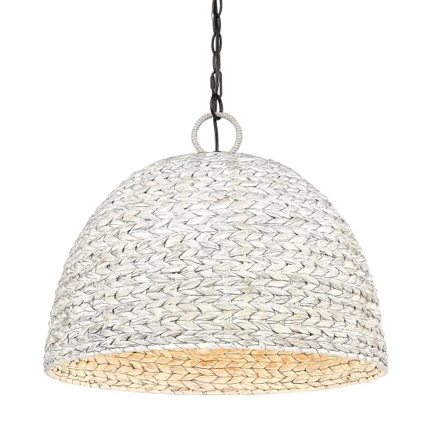 Golden Lighting Rue 5-Light Pendant in Matte Black with Sweet Grass Shade - Image 1
