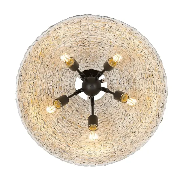 Golden Lighting Rue 5-Light Pendant in Matte Black with Sweet Grass Shade - Image 4