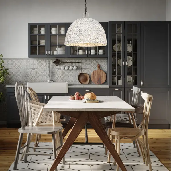 Golden Lighting Rue 5-Light Pendant in Matte Black with Sweet Grass Shade - Image 5