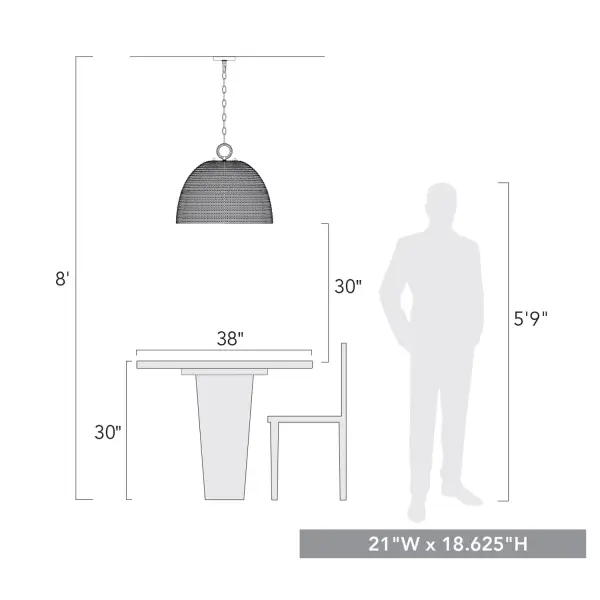 Golden Lighting Rue 5-Light Pendant in Matte Black with Woven Sweet Grass Shade - Image 6