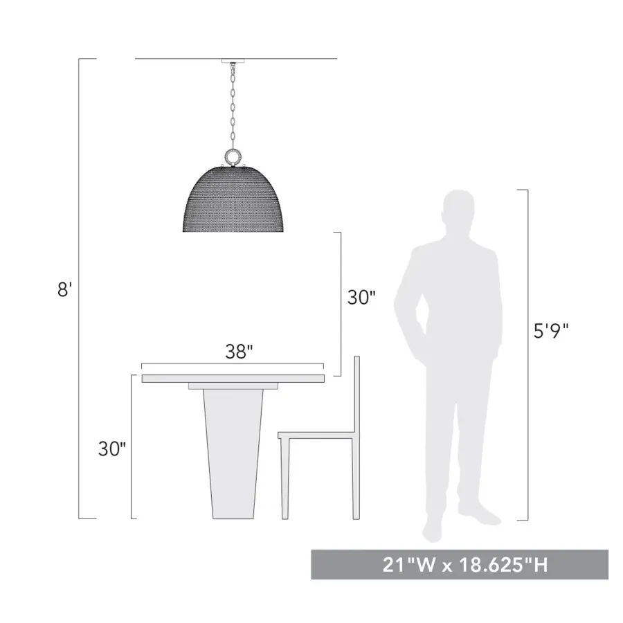 Golden Lighting Rue 5-Light Pendant in Matte Black with Woven Sweet Grass Shade - Image 6