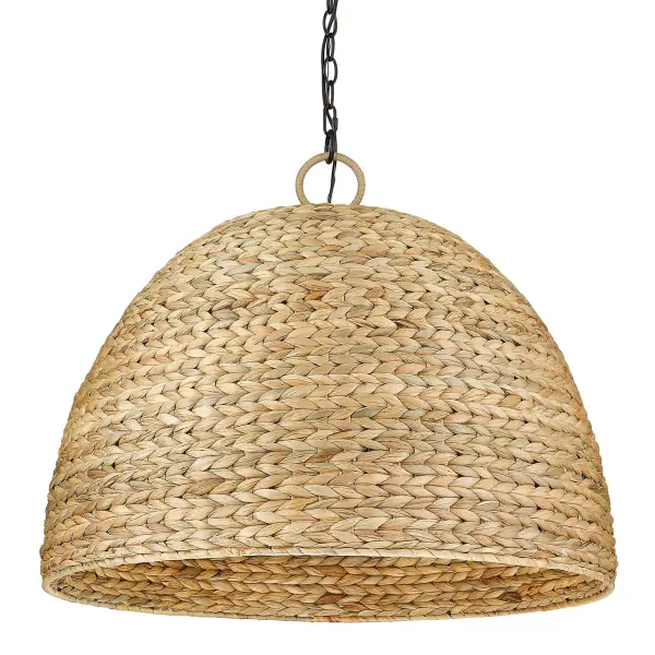 Golden Lighting Rue 8-Light Chandelier in Matte Black with Woven Sweet Grass Shade - Image 3