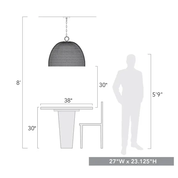 Golden Lighting Rue 8-Light Chandelier in Matte Black with Woven Sweet Grass Shade - Image 9