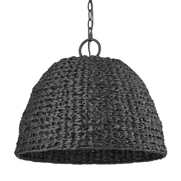 The Rue 3-Light Outdoor Pendant combines sophisticated hand-woven wicker with a Natural Black finish for a versatile fixture that transitions seamlessly from modern farmhouse to coastal styles. Wet location rated for uncovered outdoor areas.