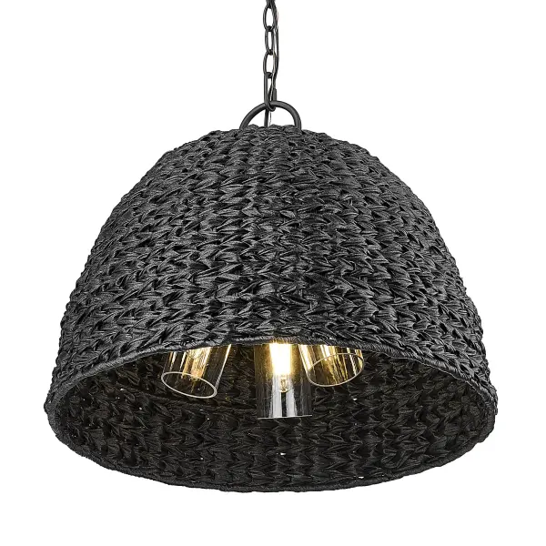 Golden Lighting Rue 3-Light Outdoor Pendant in Natural Black - Image 4