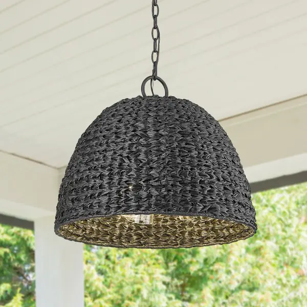 Golden Lighting Rue 3-Light Outdoor Pendant in Natural Black - Image 8