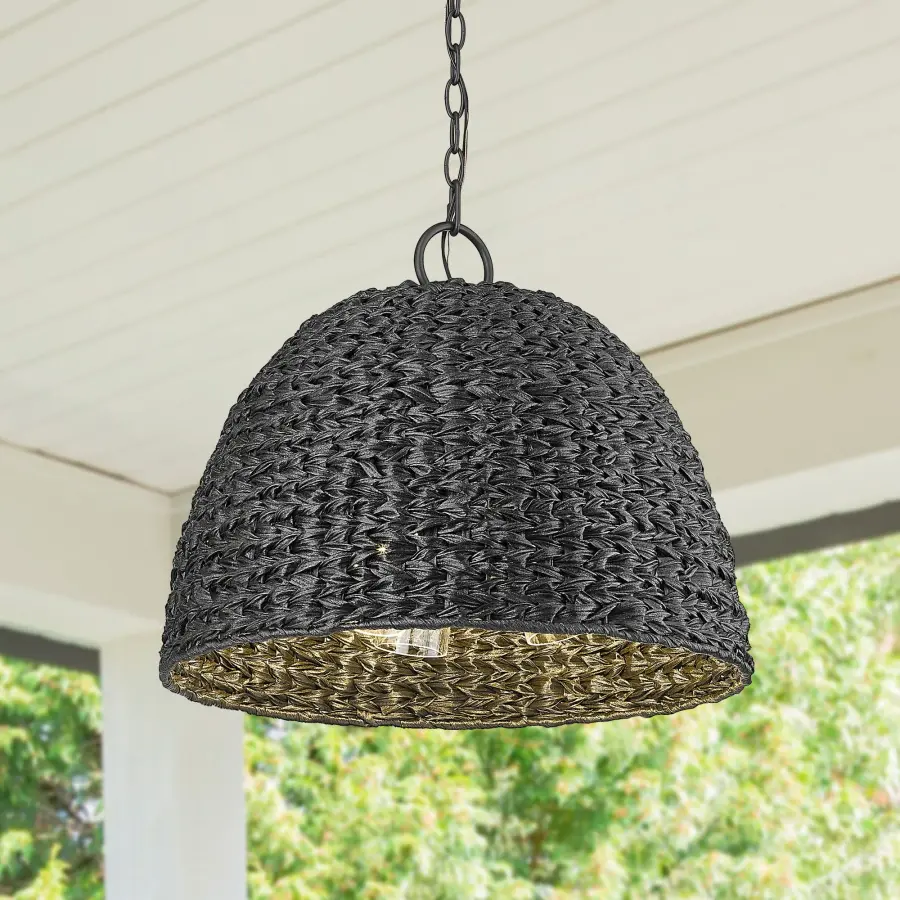 Golden Lighting Rue 3-Light Outdoor Pendant in Natural Black - Image 8