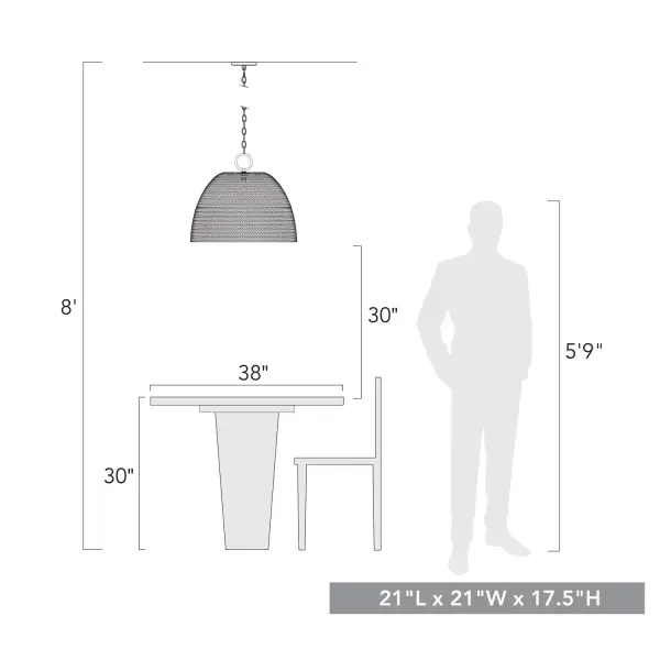 Golden Lighting Rue 3-Light Outdoor Pendant in Natural Black - Image 9