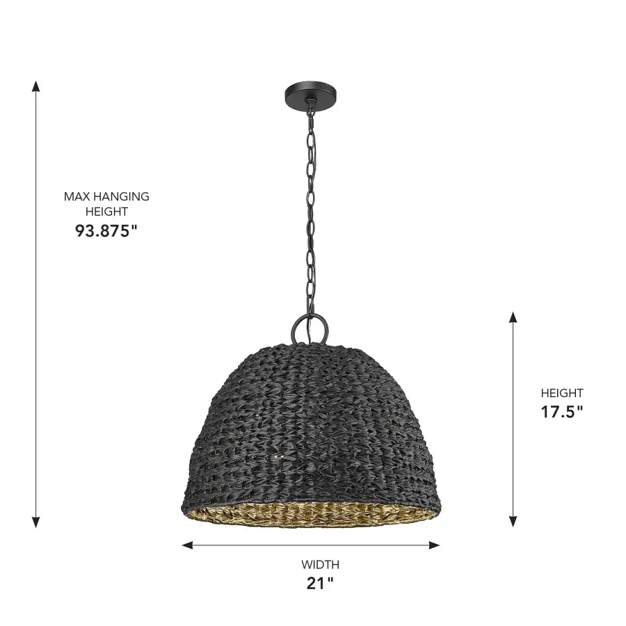 Golden Lighting Rue 3-Light Outdoor Pendant in Natural Black - Image 10