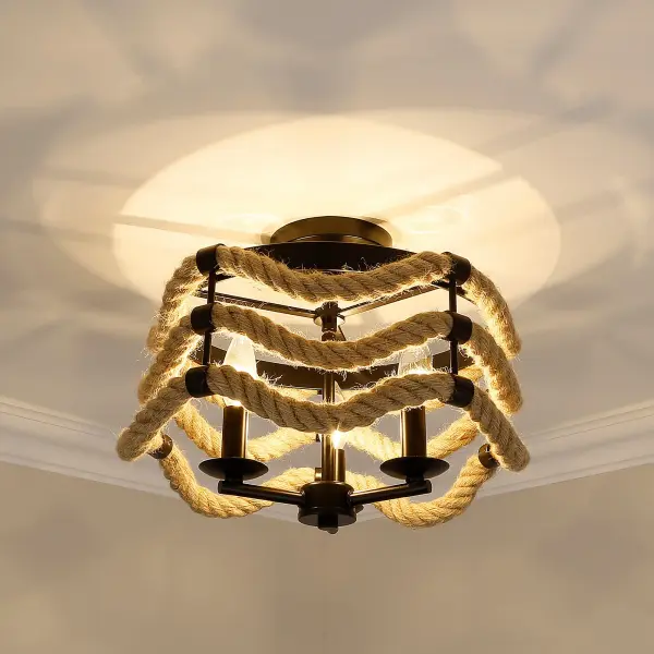Golden Lighting Marissa 3-Light Semi-Flush Mount in Matte Black - Image 4