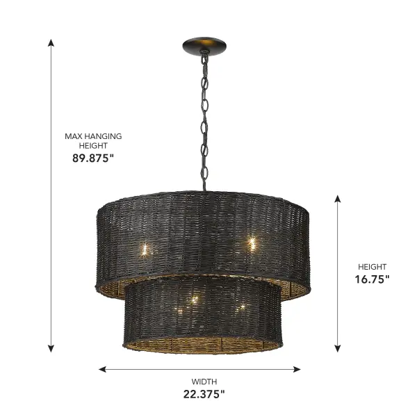 Golden Lighting Erma 6-Light Chandelier in Matte Black - Image 8