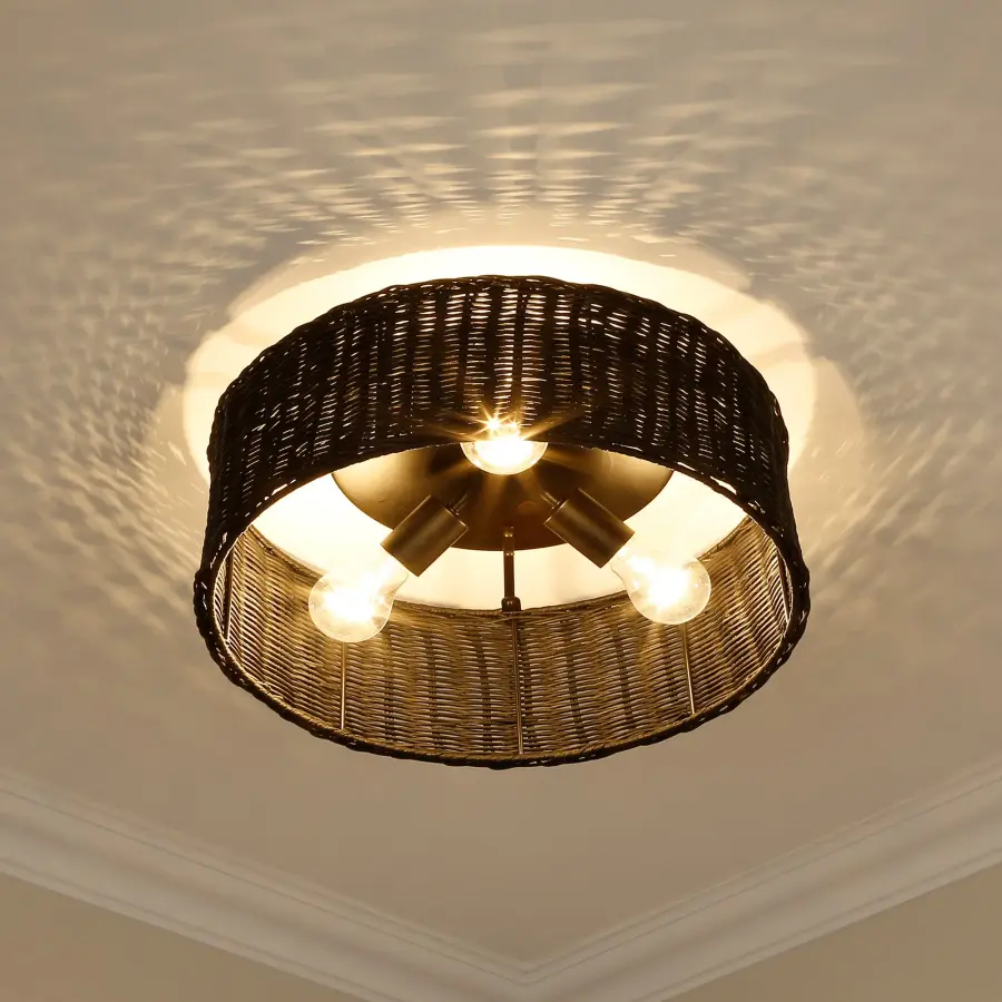 Golden Lighting Erma 3-Light Flush Mount in Matte Black - Image 5