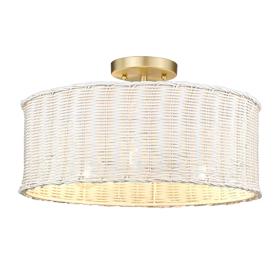 Golden Lighting Erma 3-Light Semi-Flush Mount in Brushed Champagne Brass - Image 3