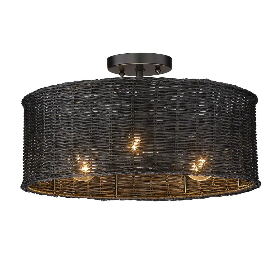 Golden Lighting Erma 3-Light Semi-Flush Mount in Matte Black - Image 1