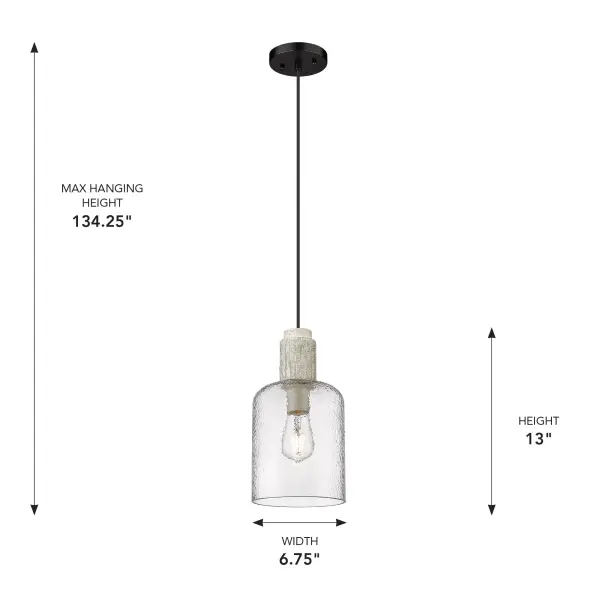 Pedra One Light Pendant in Matte Black - Image 5
