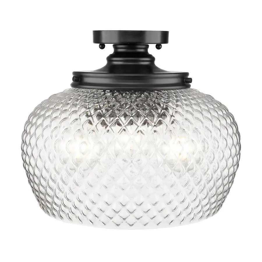 Golden Lighting Adeline 3-Light Semi-Flush Mount in Matte Black - Image 1