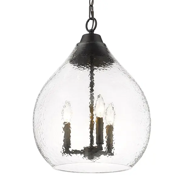 The Ariella 3-Light Pendant combines transitional design with modern farmhouse appeal. Its hammered clear glass shades and matte black finish create stunning light refraction while maintaining a clean, graphic aesthetic that works across multiple decor styles.